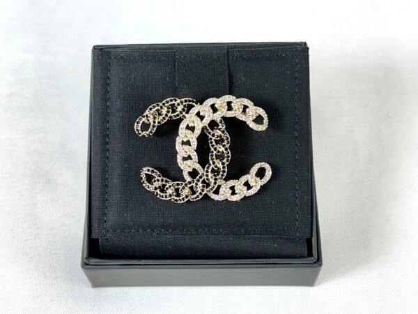 Chanel Black and White Crystal Brooch