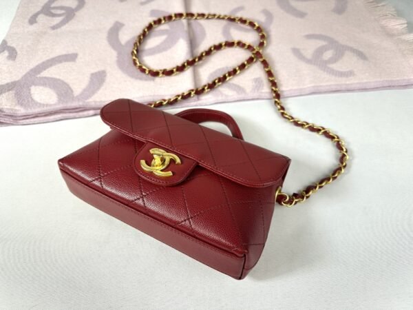 Chanel 25K Burgundy Caviar Top Handle Flap Bag
