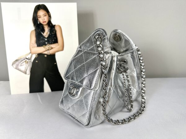 Chanel 26C Silver Caviar Mini 25 with Ruthenium Hardware