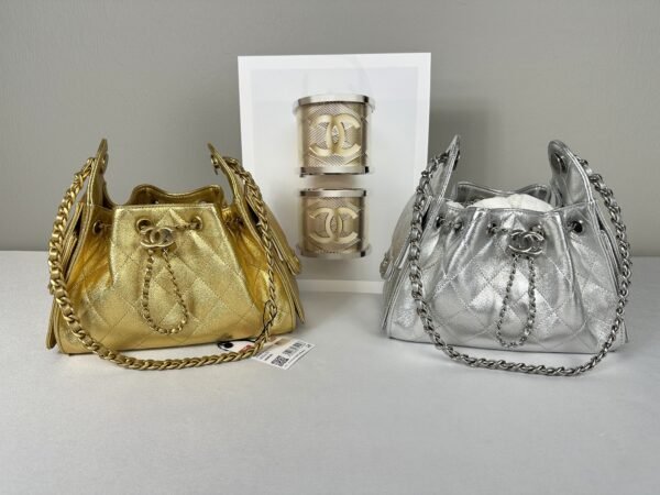 Chanel 26C Silver Caviar Mini 25 with Ruthenium Hardware