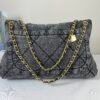 Chanel 25K Black Denim Maxi Hobo Bag