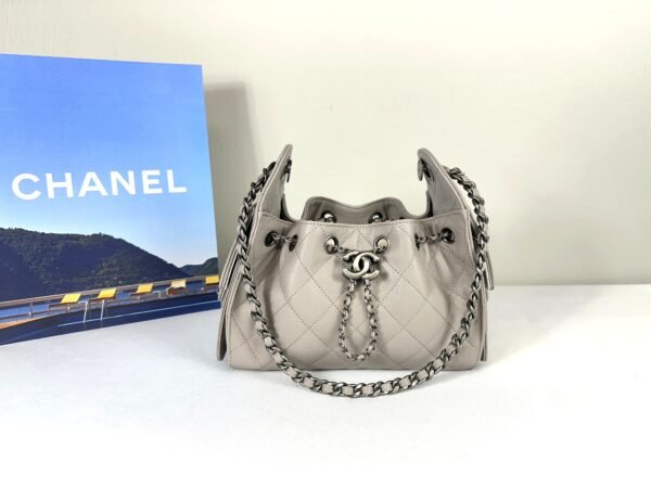 Chanel 26P Grey Caviar Mini 25 Bag with Ruthenium Hardware