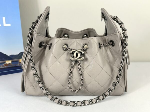 Chanel 26P Grey Caviar Mini 25 Bag with Ruthenium Hardware