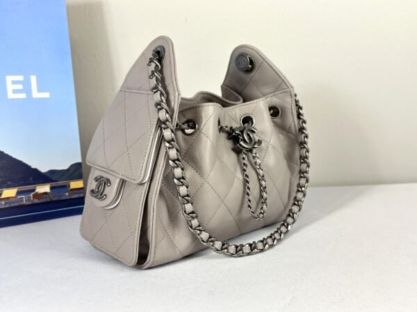 Chanel 26P Grey Caviar Mini 25 Bag with Ruthenium Hardware