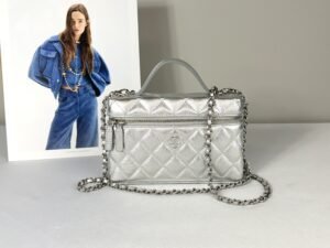 Chanel 26P Silver Caviar Slim Vanity