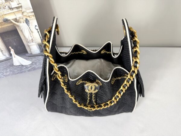 Chanel 26P Black Raffia Small 25 Bag