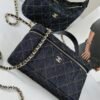 Chanel 26P Dark Blue Denim Slim Vanity with Light Gold Hardware