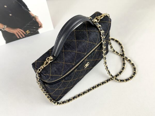 Chanel 26P Dark Blue Denim Slim Vanity with Light Gold Hardware