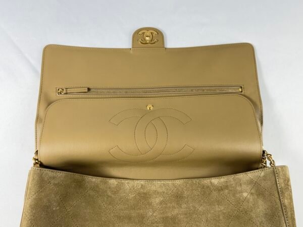 Chanel 26S Beige Suede Maxi Flap Bag