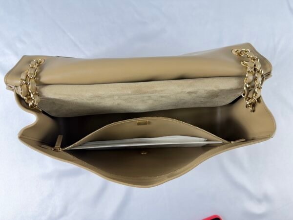 Chanel 26S Beige Suede Maxi Flap Bag