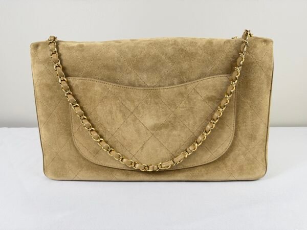 Chanel 26S Beige Suede Maxi Flap Bag